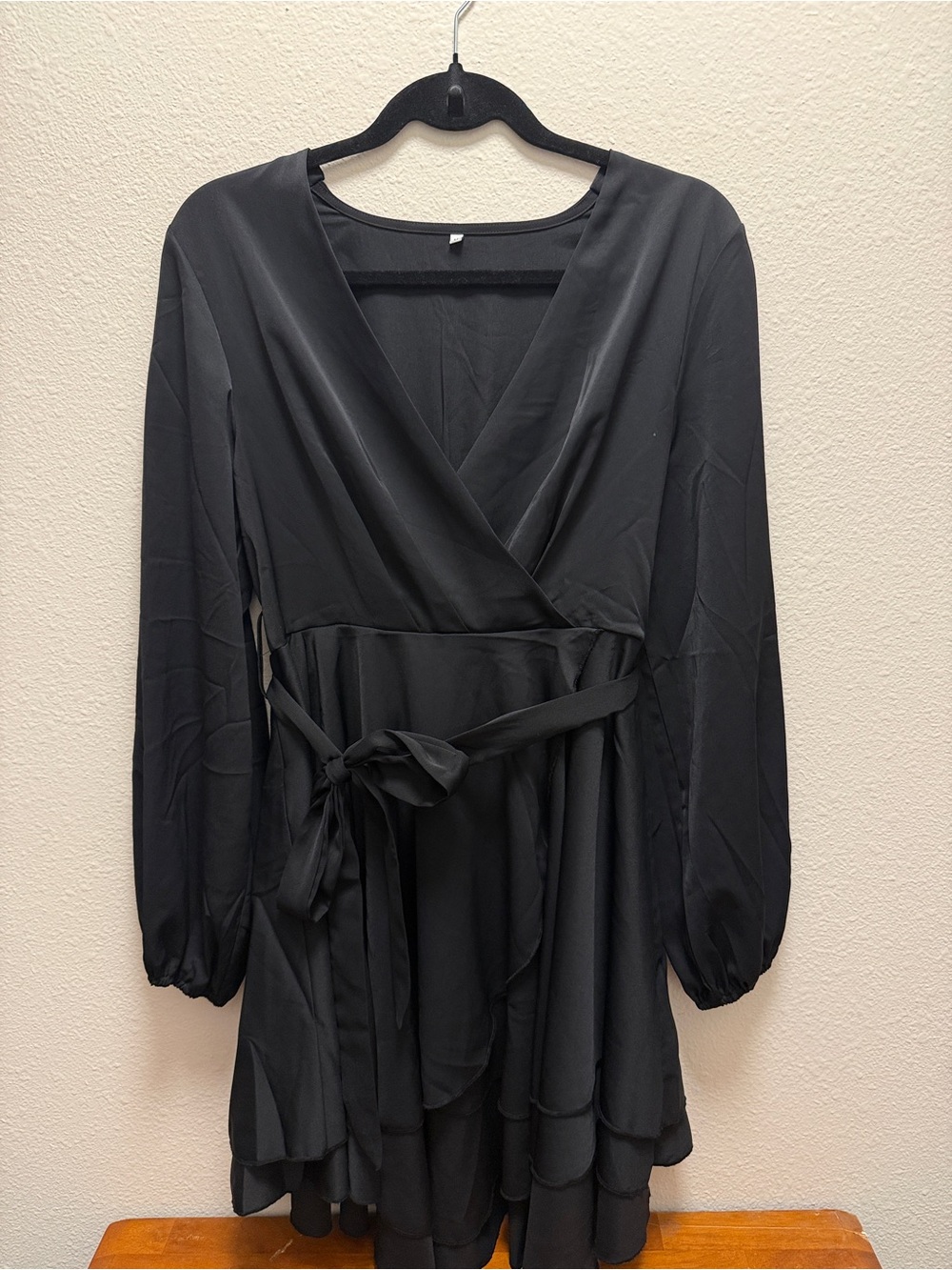 Amazon Black Wrap Midi Dress with Tie Waist